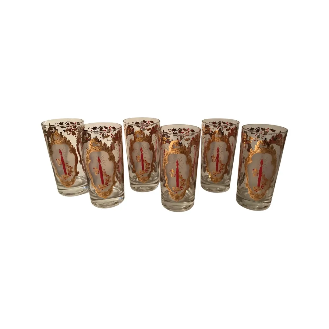 Vintage Holiday Candle Glasses (Set of 6)