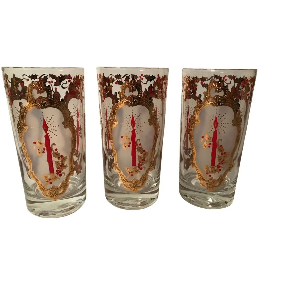 Vintage Holiday Candle Glasses (Set of 6)