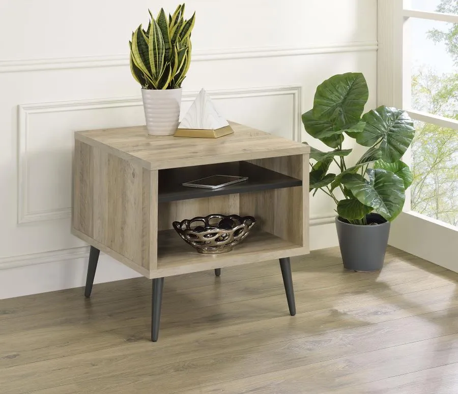 Welsh Square Engineered Wood End Table With Shelf Antique Pine and Grey