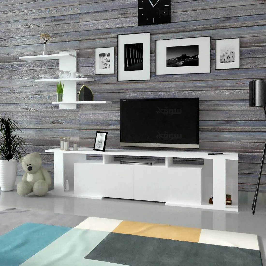 White Wall TV Table