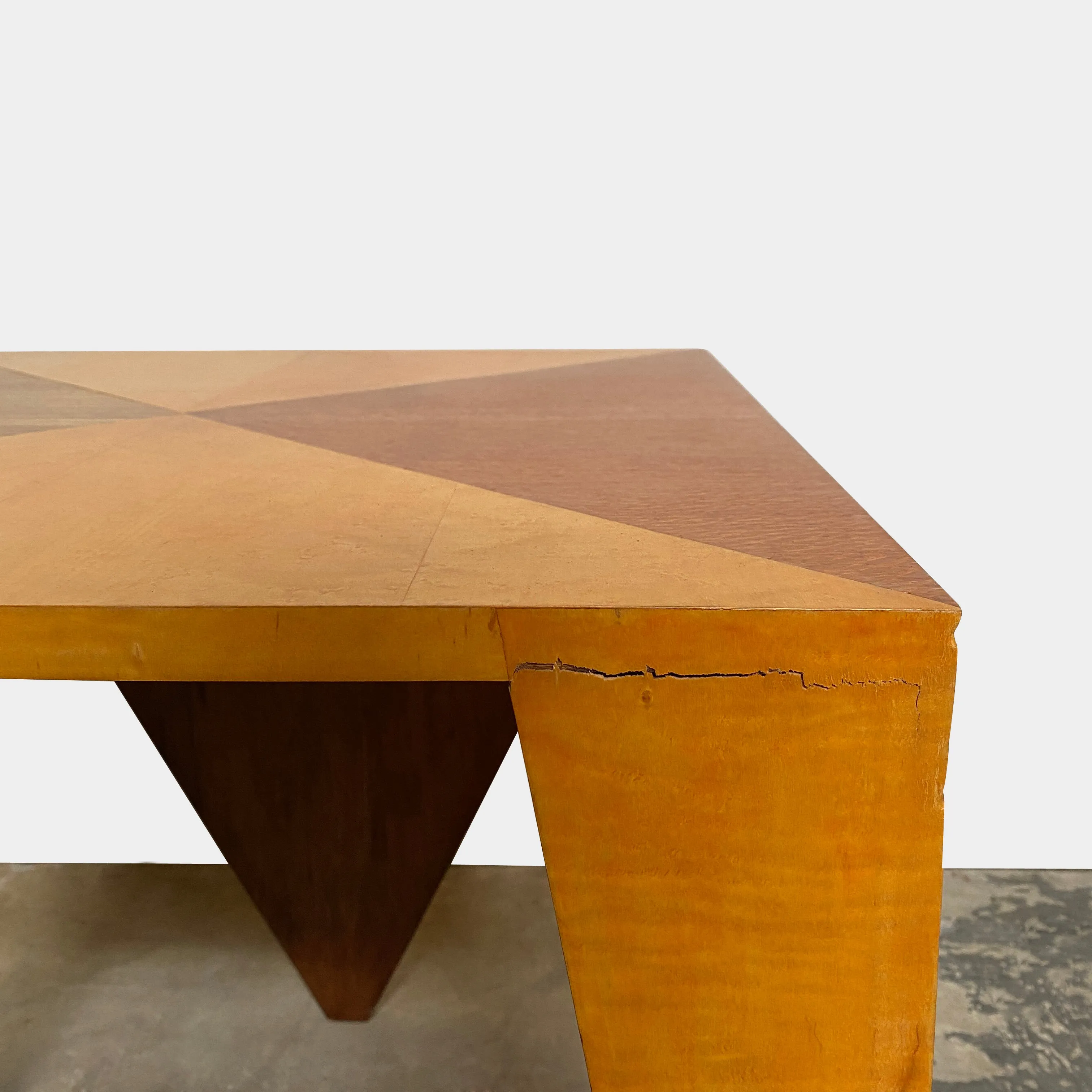 Wood And Metal Side Table With Triangle Theme